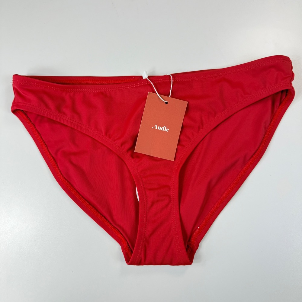 NWT Andie Swim Womens Small Bikini Bottom Cherry Red Swimsuit Briefs - Picture 8 of 9